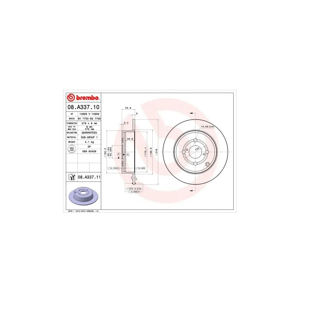 Discos de freno Brembo 08.A337.10