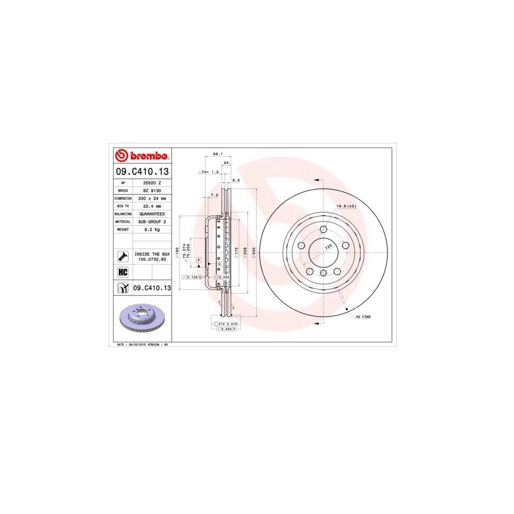 Juego de discos Brembo 09.C410.13