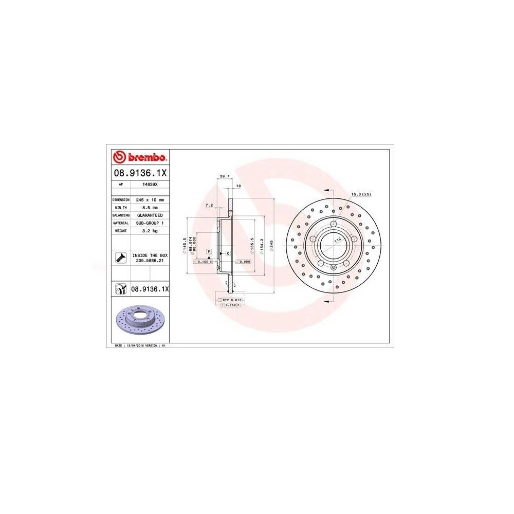 Discos de freno Brembo XTRA Line 08.9136.1X - 08913610