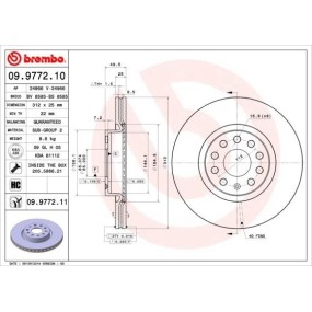 BREMBO - 09.9772.10 - Disco de freno