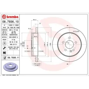 BREMBO - 08.7936.10 - Disco de freno