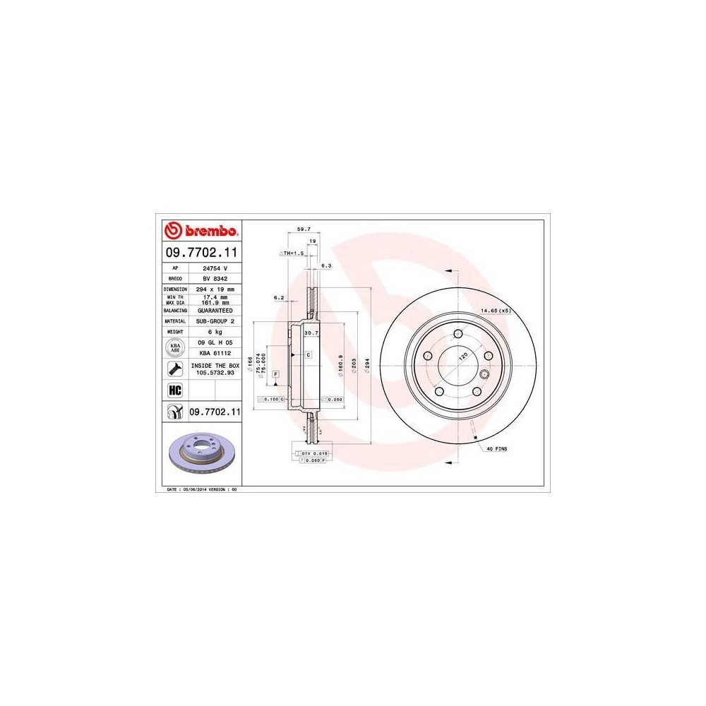 BREMBO - 09.7702.11 - Disco de freno - COATED DISC LINE
