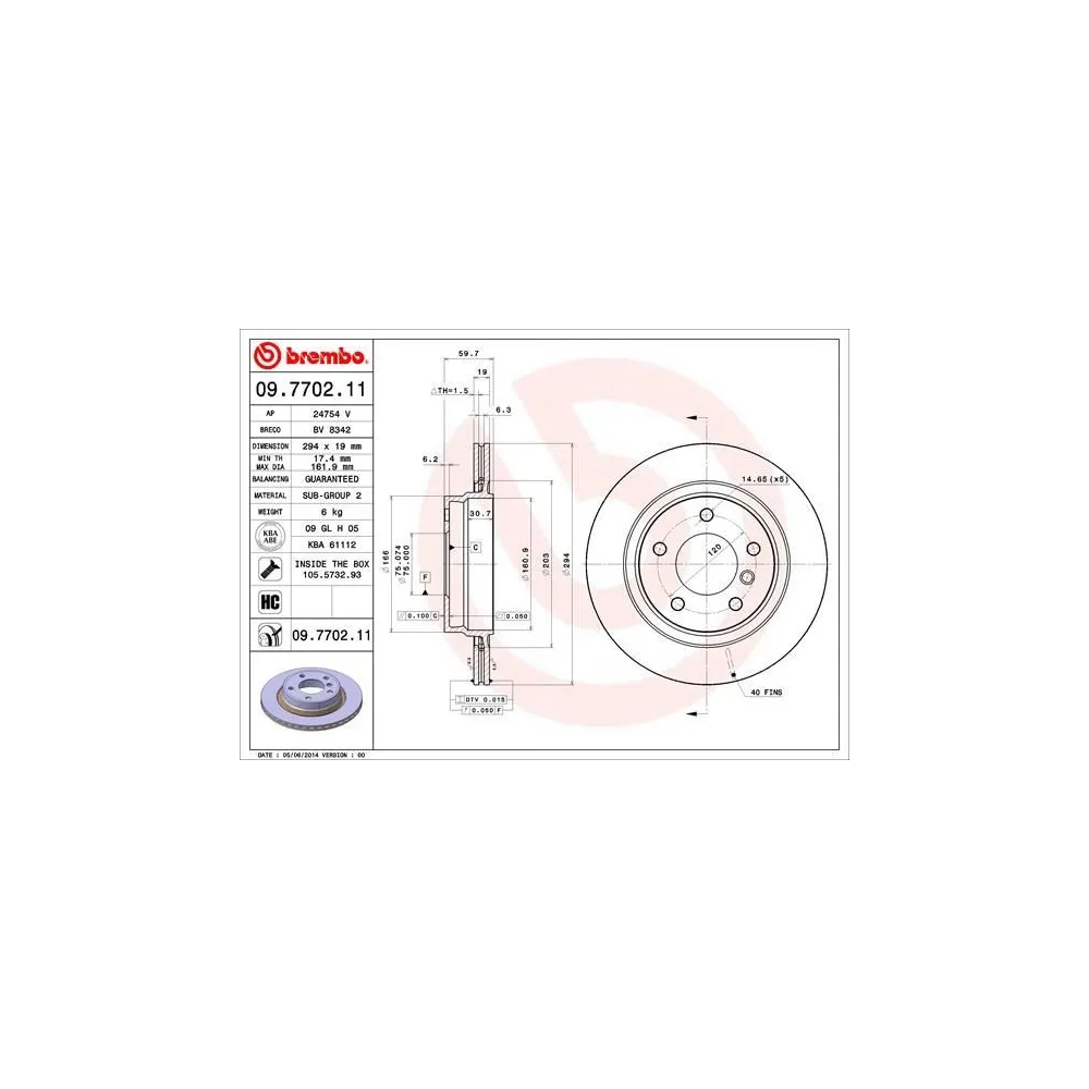 BREMBO - 09.7702.11 - Disco de freno - COATED DISC LINE