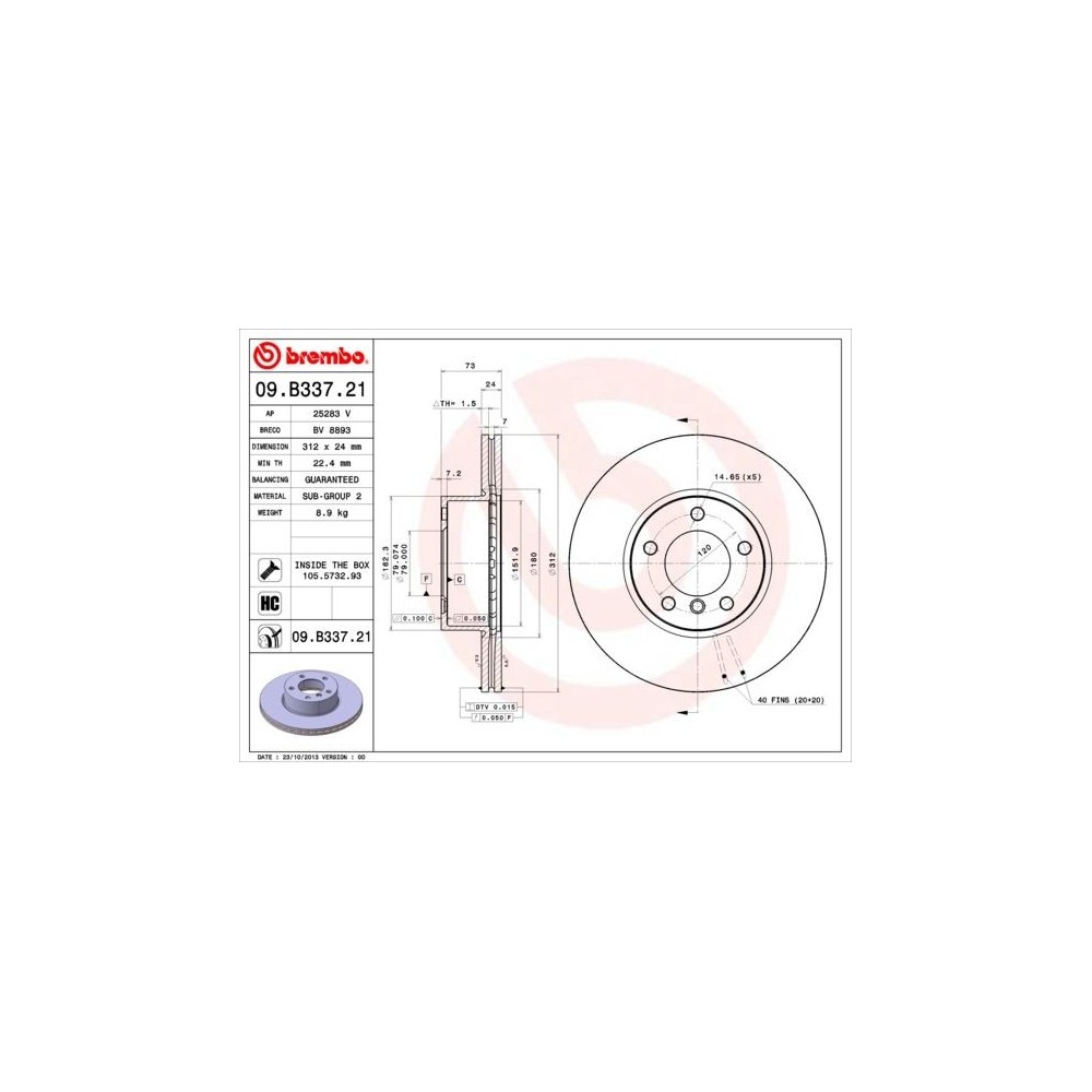 BREMBO - 09.B337.21 COATED DISC LINE