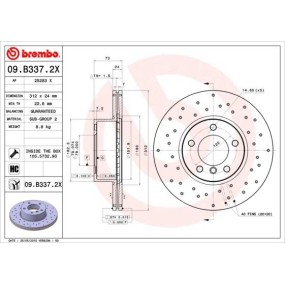 Disco de freno Brembo 09B3372X