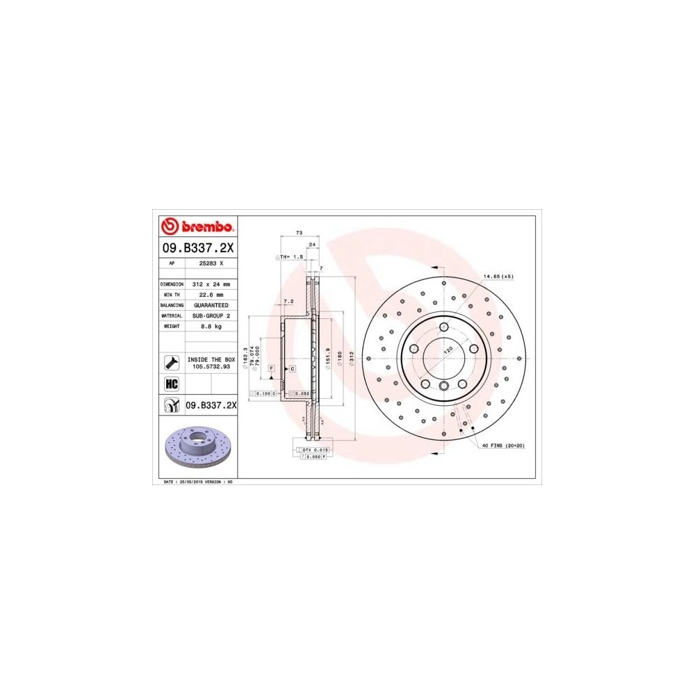 Disco de freno Brembo 09B3372X
