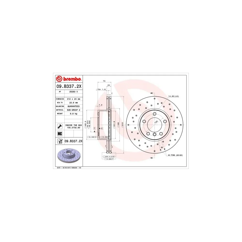 Disco de freno Brembo 09B3372X