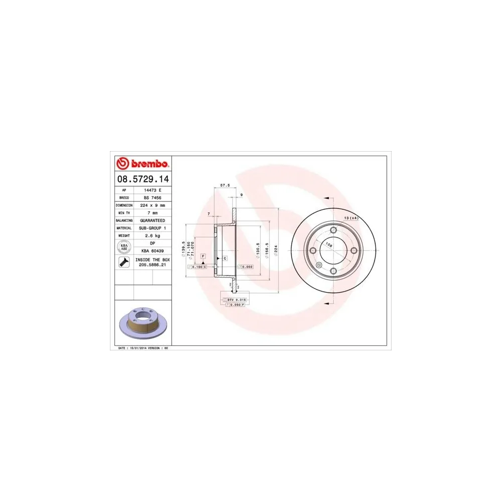 BREMBO 08.5729.14 Discos de freno