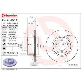 BREMBO 09.9752.11 Juego discos de freno