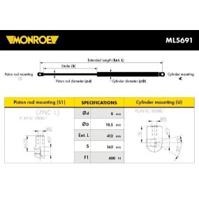 MONROE - ML5691 - Muelle neumático, maletero/compartimento de carga