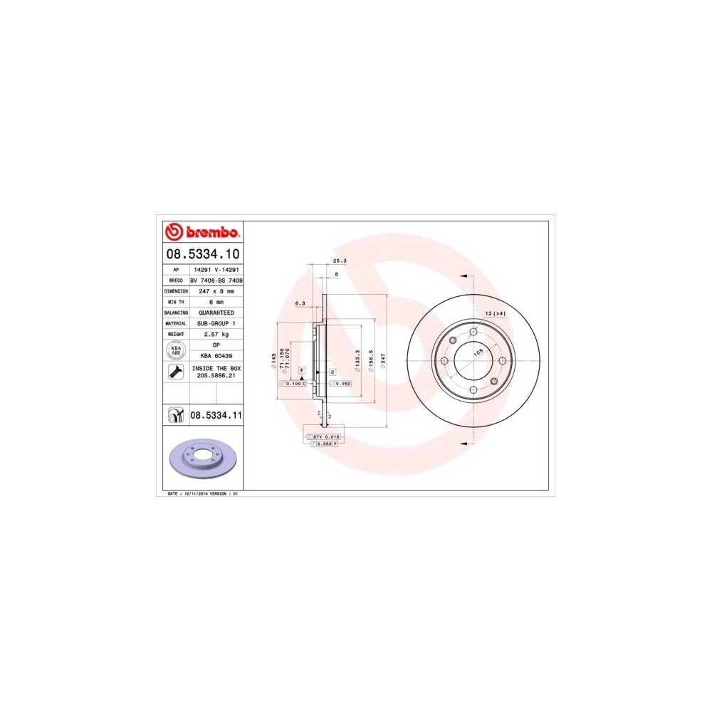 Juego discos de freno Brembo 08.5334.10