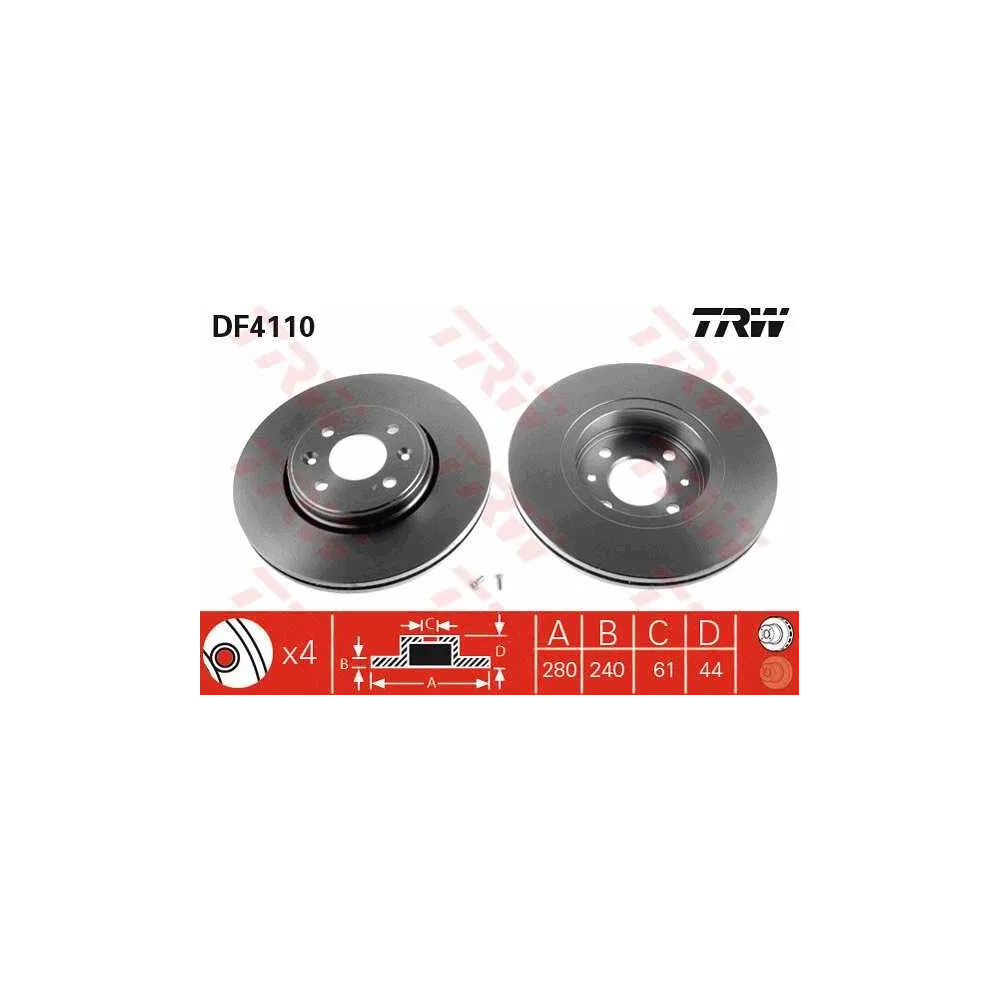 DF4110: TRW  JUEGO DE DISCOS FRENO RENAULT