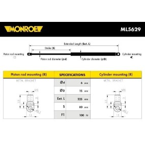 MONROE - ML5629 - Muelle neumático, mesa abatible - MONROE MaxLift - ML5629