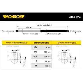 MONROE - ML5193 - Muelle neumático, maletero
