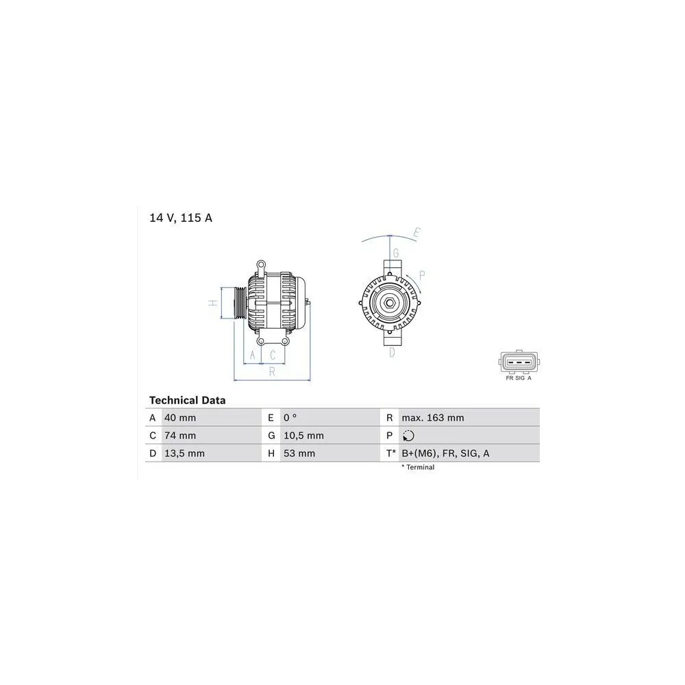 BOSCH - 0 986 049 520 - Alternador - 0986049520