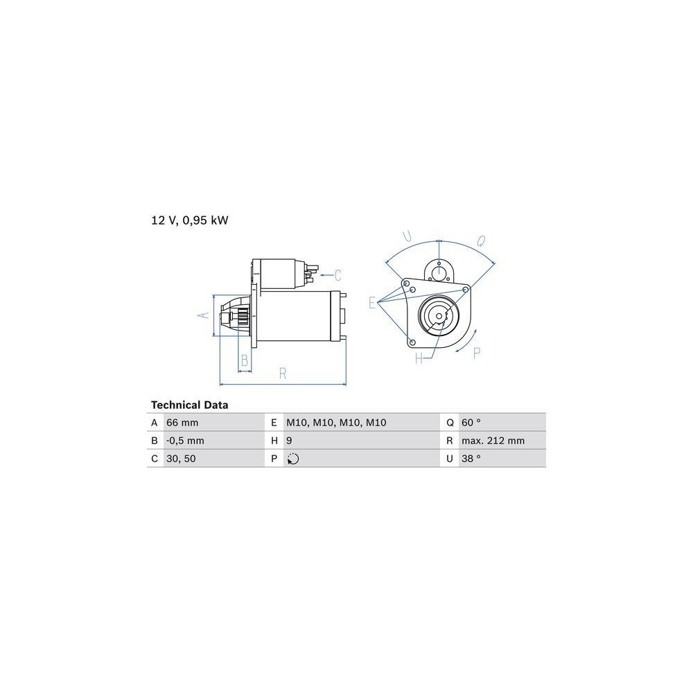 BOSCH - 0 986 015 010 - Motor de arranque