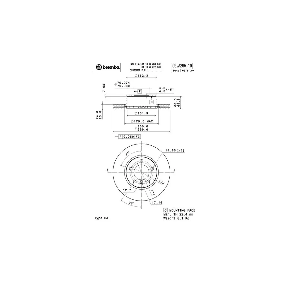 Discos de freno Brembo 09A29514 - 09.A295.14