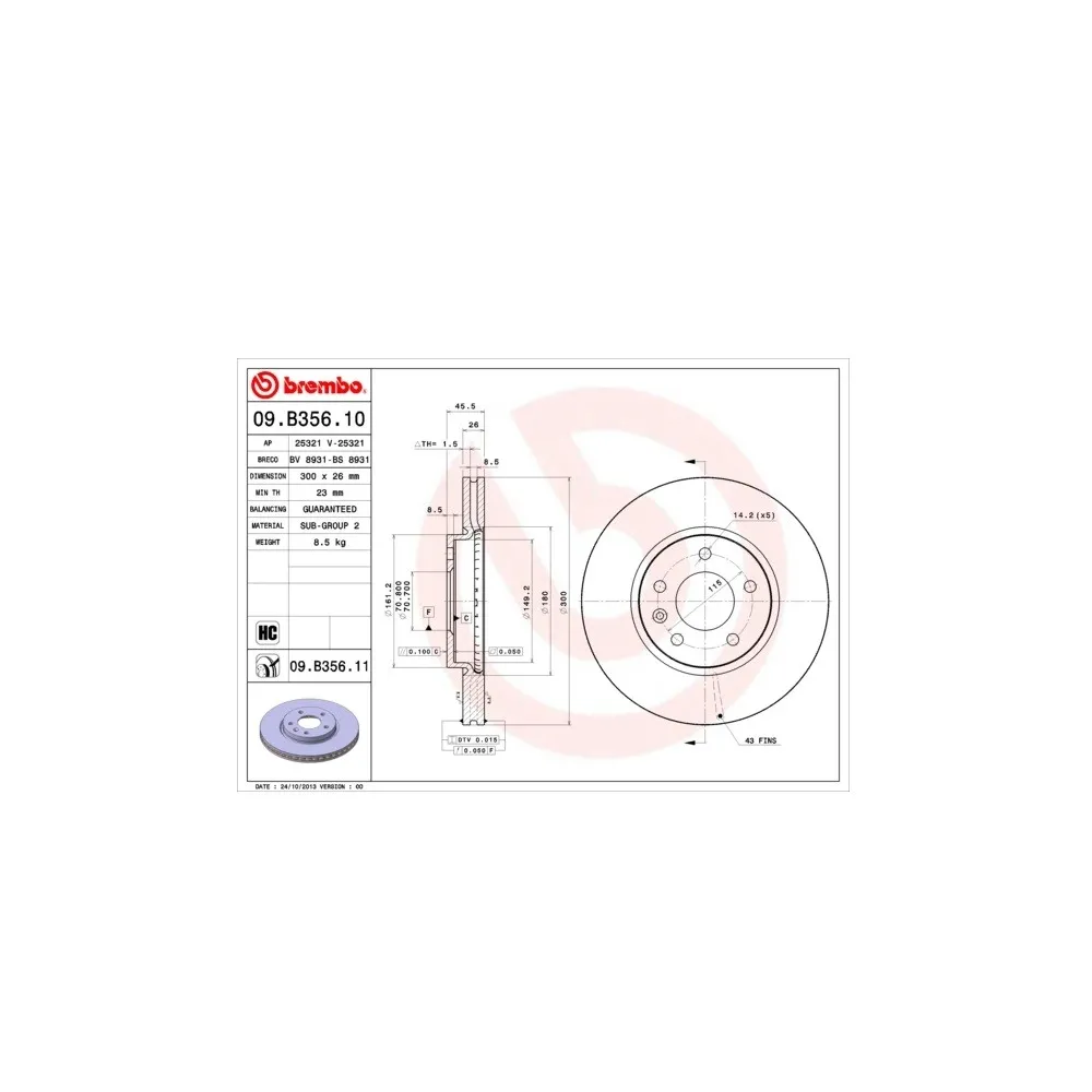 Discos de freno Brembo 09B35610 - 09.B356.10