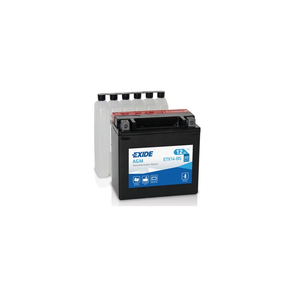  BATERÍA EXIDE AGM ETX14-BS 12v 12Ah LIBRE DE MANTENIMIENTO