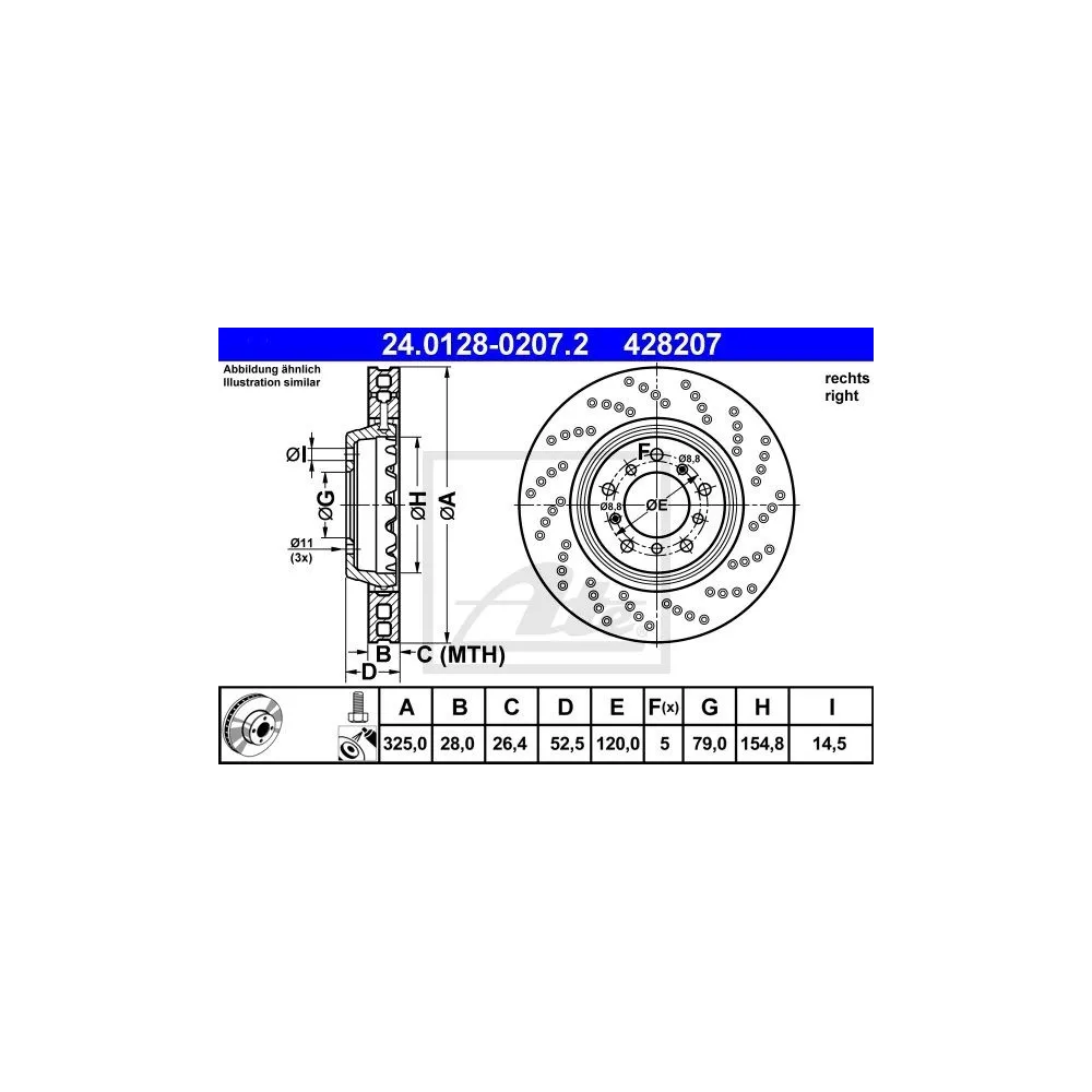 24.0128-0207.2 Disco de freno ATE - 34112282802