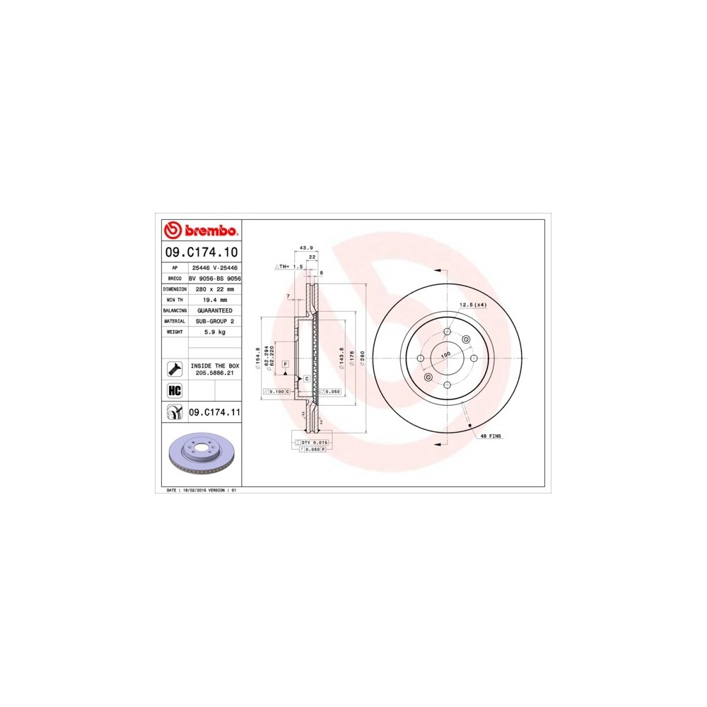 Discos de freno Brembo 09.C174.10