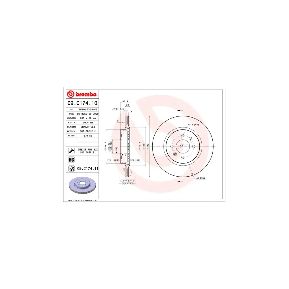 Disco de freno Brembo 09C17410
