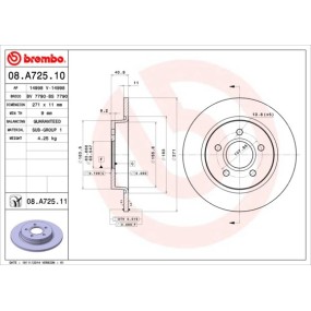 Disco de freno 08.A725.10 BREMBO