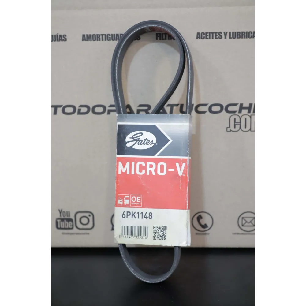 GATES - 6PK1148 - Correa canalada poli V - Micro-V® - LIQUIDACIÓN CAJA ROTA