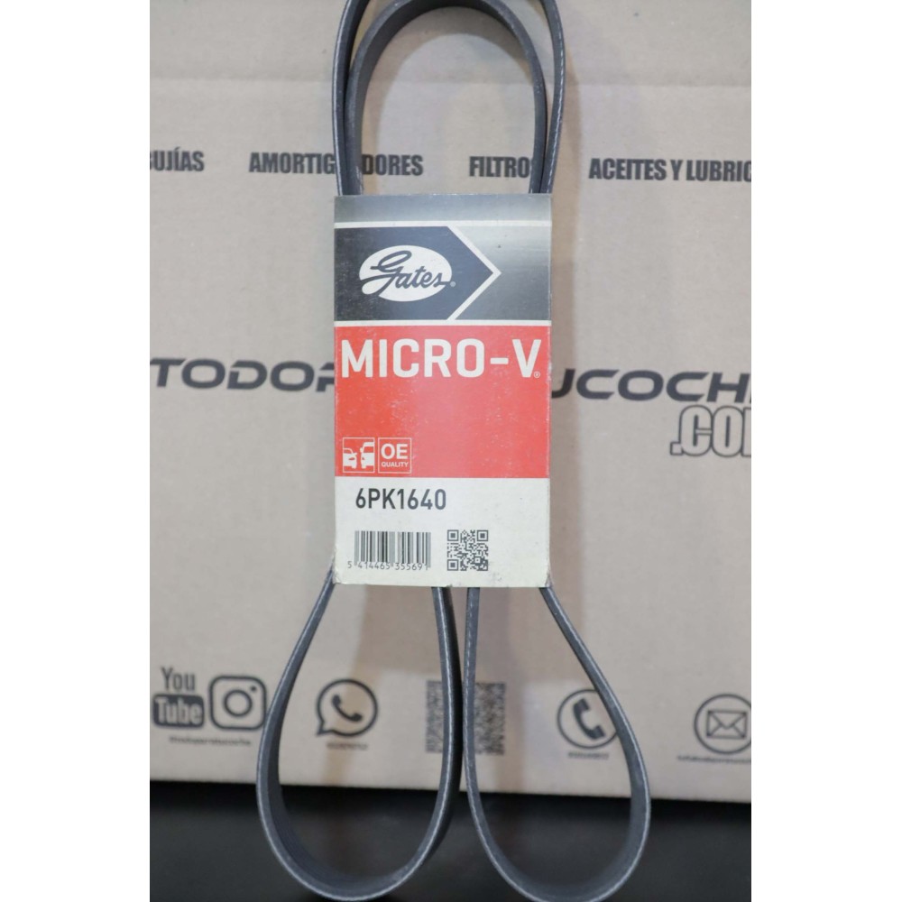 GATES - 6PK1640 - Correa canalada poli V - Micro-V® - LIQUIDACIÓN CAJA ROTA