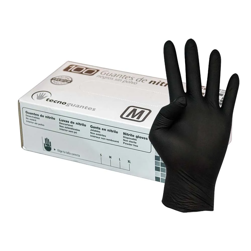 Guantes nitrilo negro 100 unidades