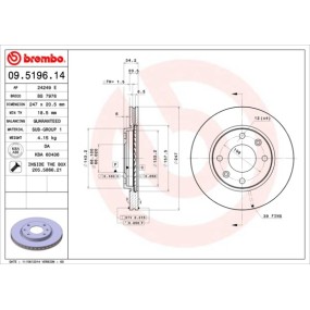 Disco de freno 09.5196.14 BREMBO