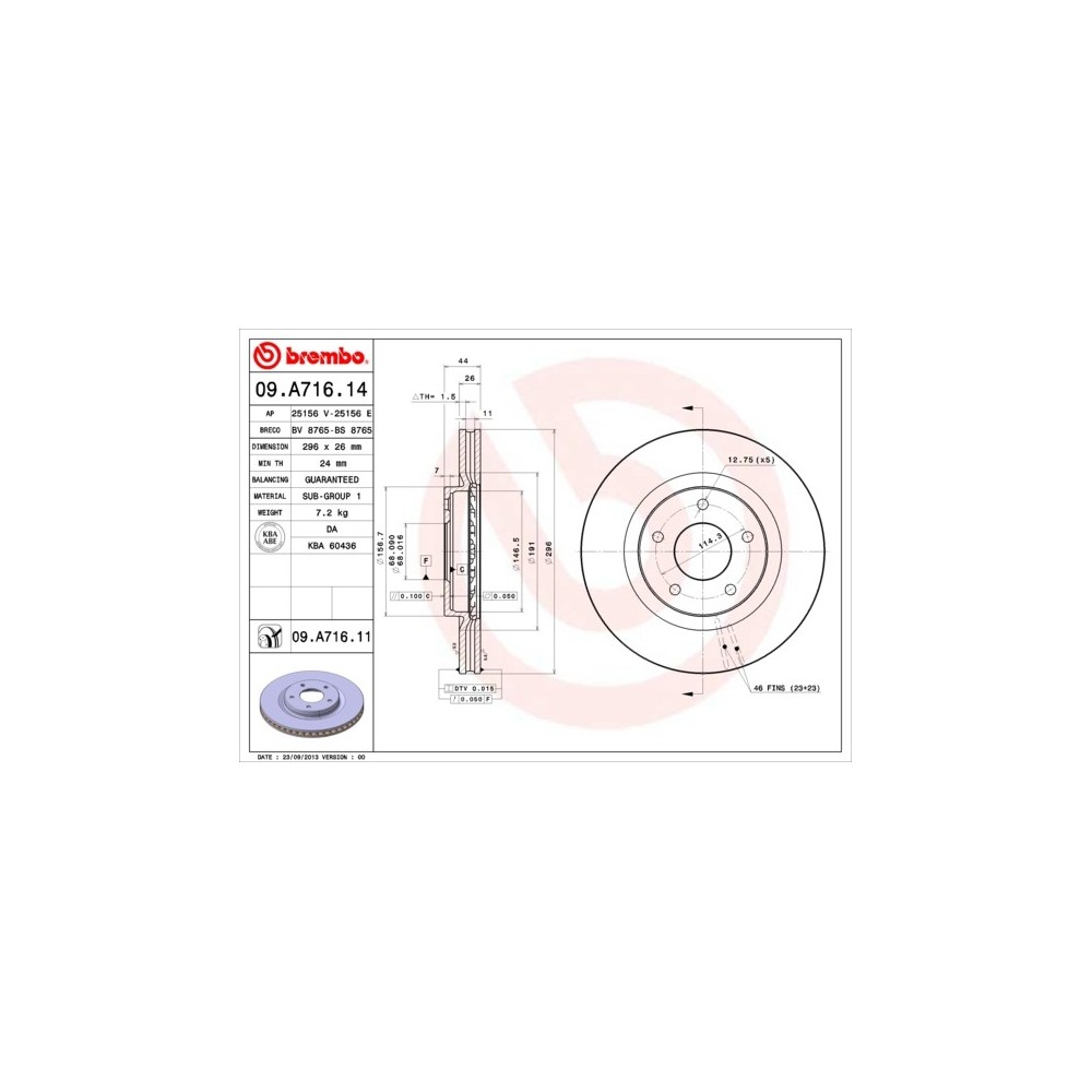 DISCO FRENO BREMBO 09A71614