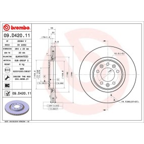 Disco de freno Brembo 09D42011