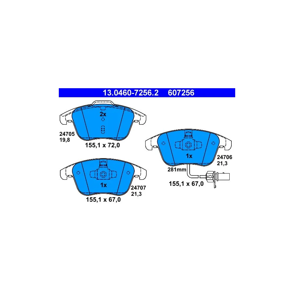 13.0460-7256.2 Juego de pastillas de freno ATE