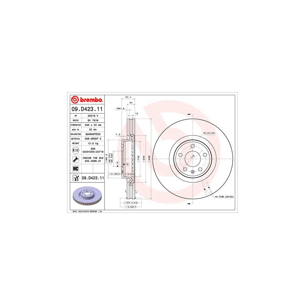 Disco de freno Brembo 09D42311