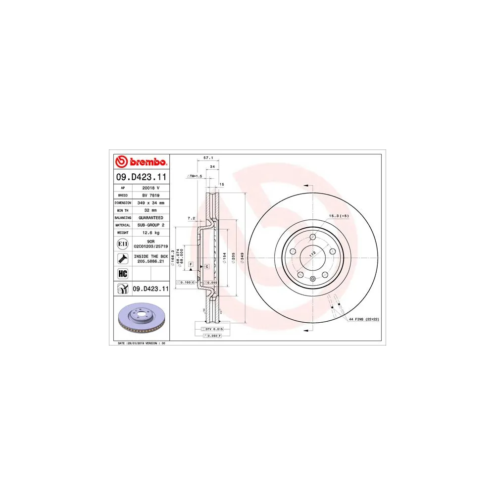Disco de freno Brembo 09D42311