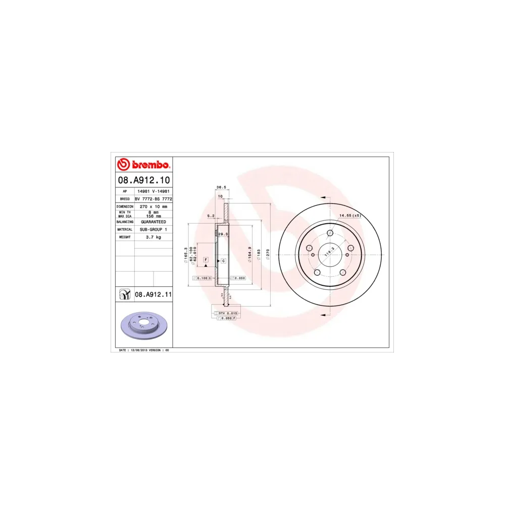 Disco de freno Brembo 08A91210