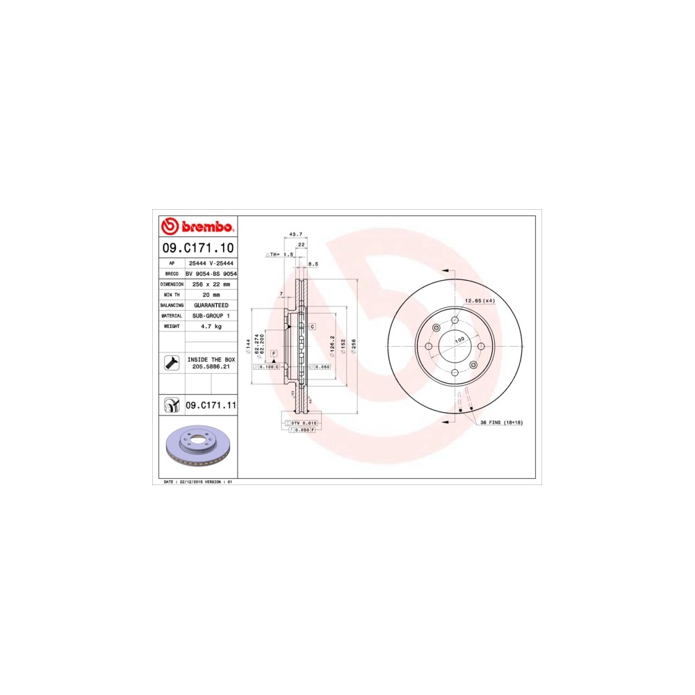 Disco de freno Brembo 09C17110