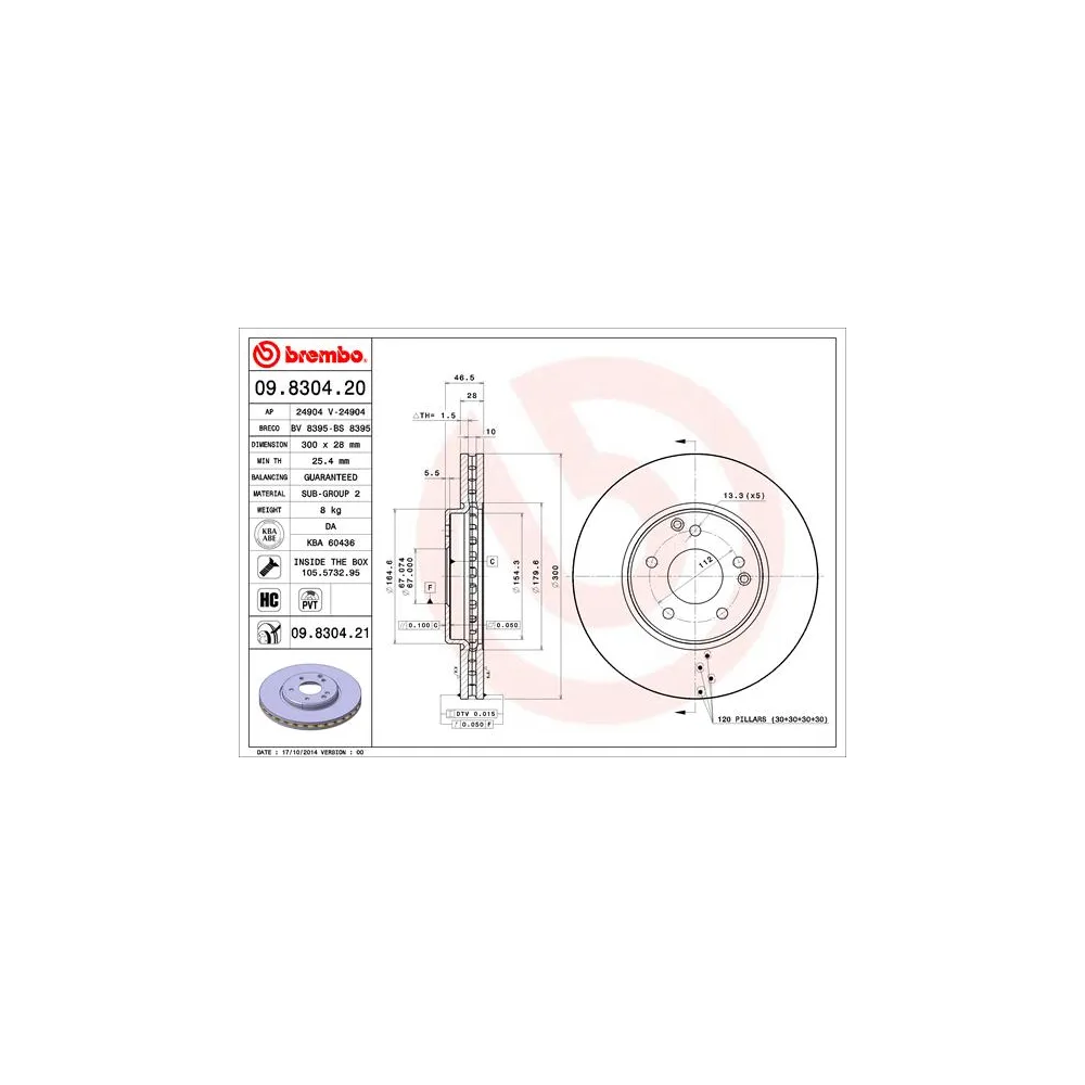 Disco de freno Brembo 09.8304.20