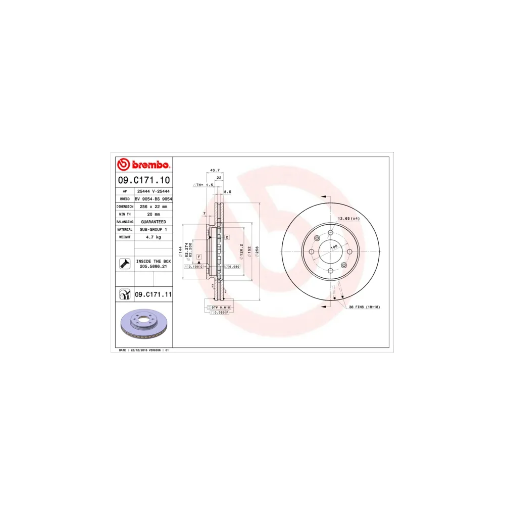 Disco de freno Brembo 09C17111