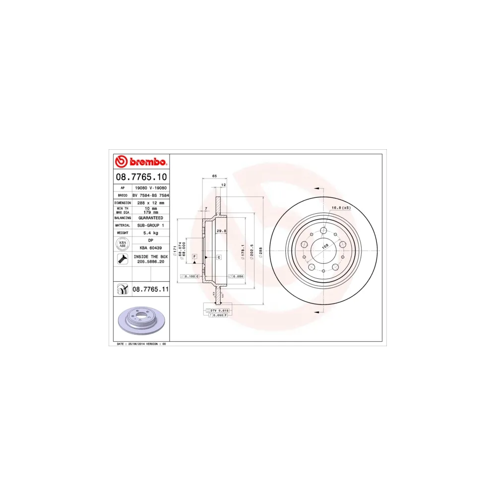 Disco de frenos Brembo 08.7765.10