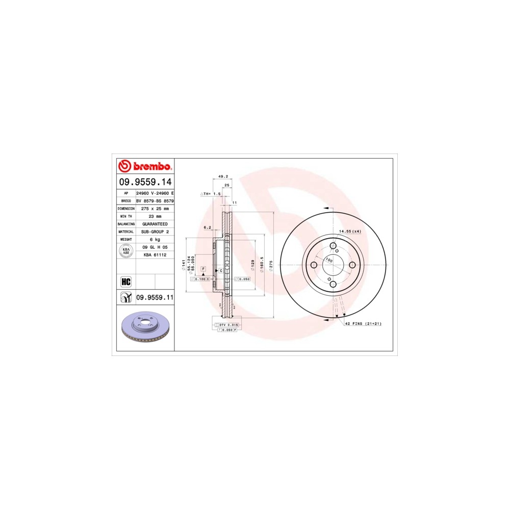Disco de freno Brembo 09.9559.14