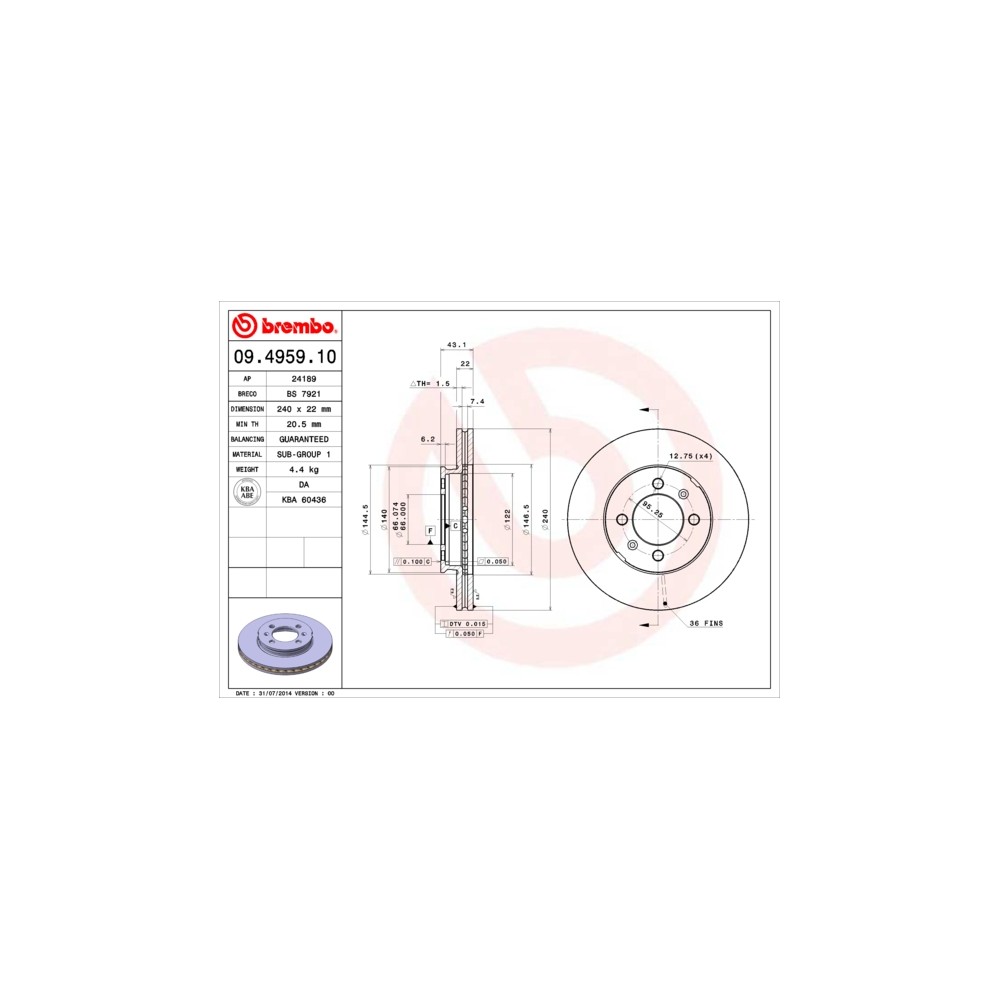 Juego de discos Brembo 09.7628.14