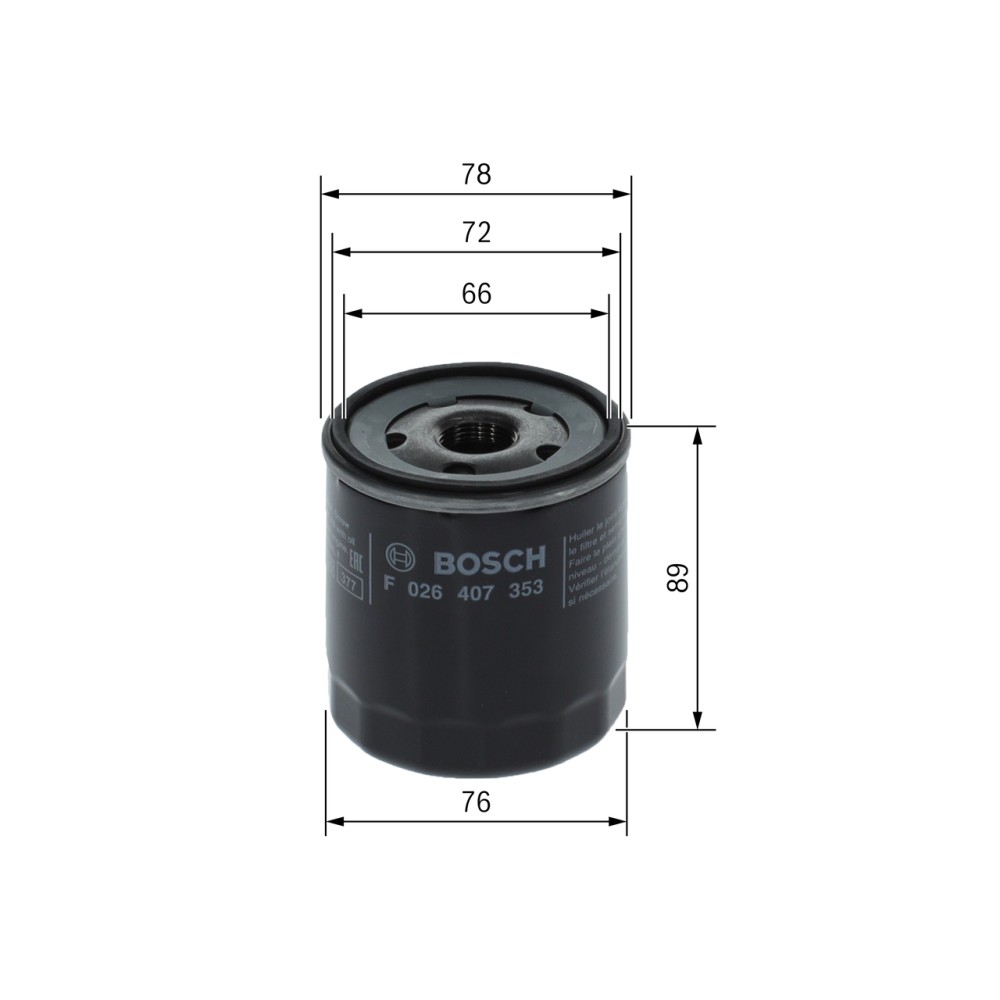 Filtro de aceite Bosch F026407353-P7353 (Sustituye P3355)
