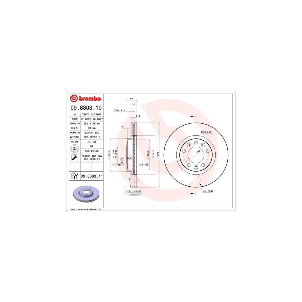 Disco de freno Brembo 09.8303.10