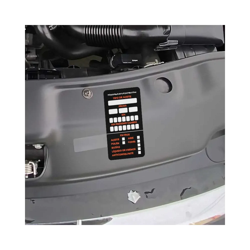 Etiqueta/tarjeta de Revisión de aceite