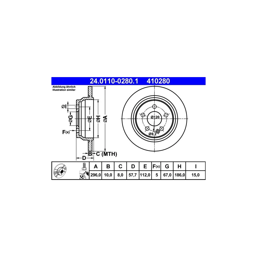 Disco freno ATE - 24.0110-0280.1