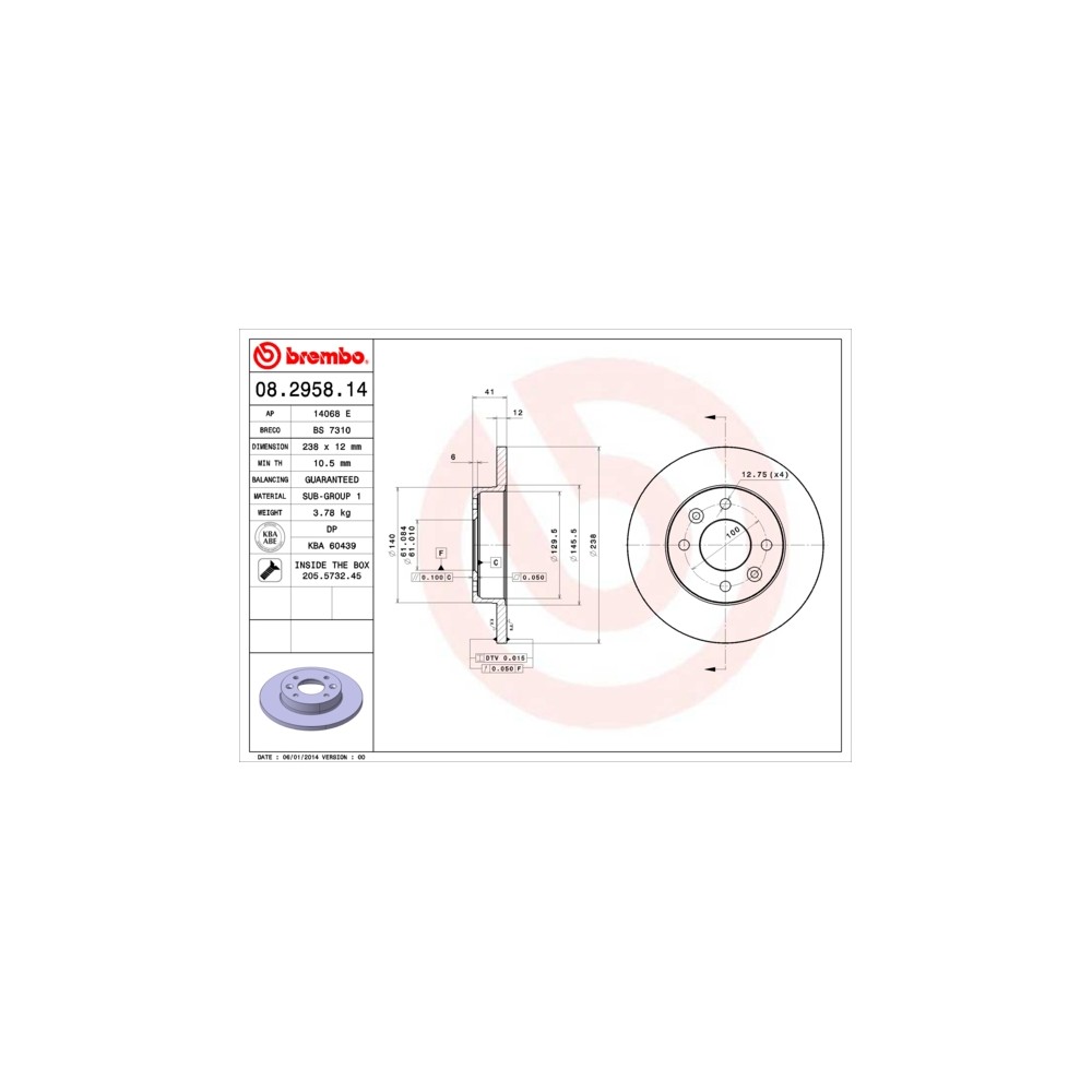 Disco BREMBO - 08295814