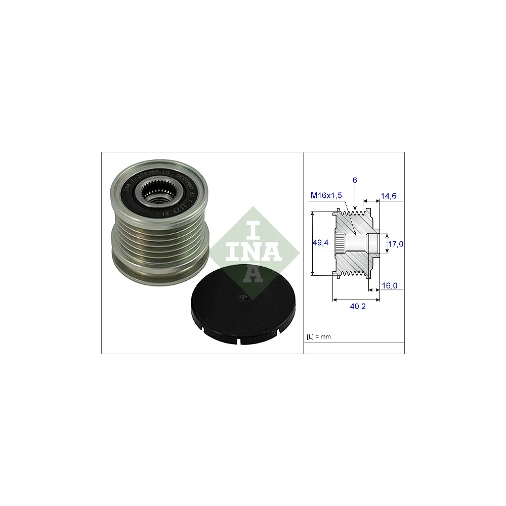 Rueda libre alternador INA - 535000110