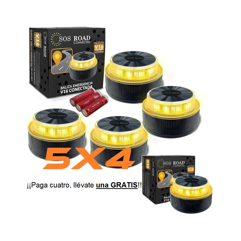 Pack 5 balizas V16 conectadas a la DGT SOS Road